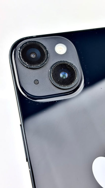 iPhone 14 in Midnight, rear camera close-up