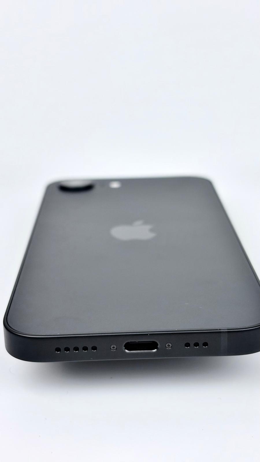 iPhone 16e in Black, bottom edge and charging port