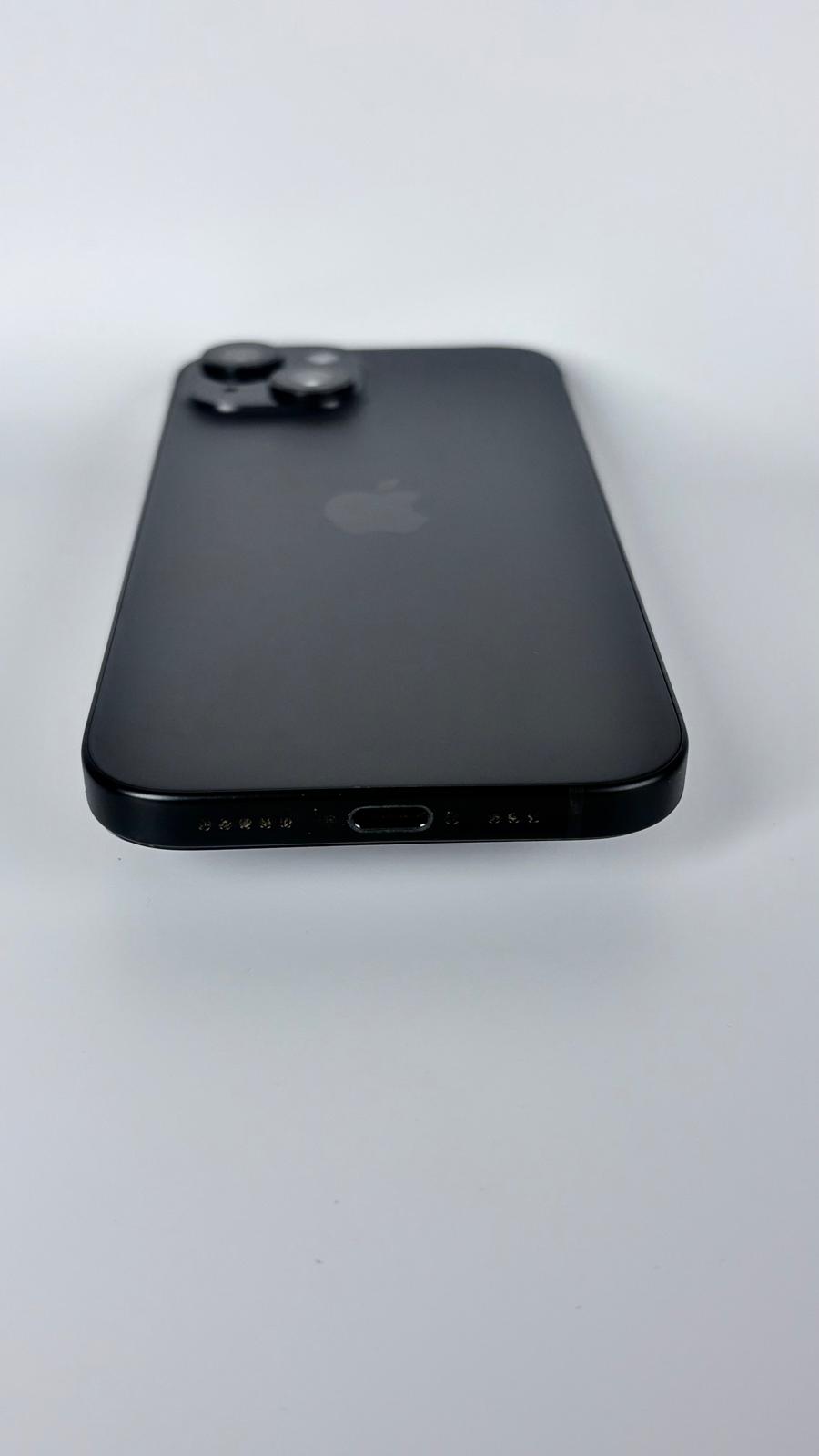 iPhone 15 in Black, bottom edge and charging port